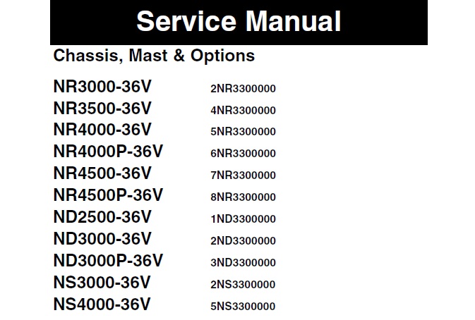 Cat NR3000-36V to NS4000-36V Forklift Service Repair Manual