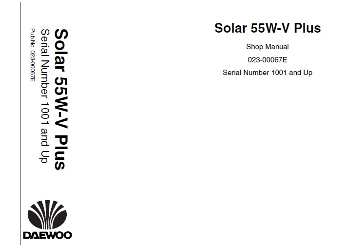 Deawoo Doosan Solar 55W-V Plus Wheel Excavator Shop Manual