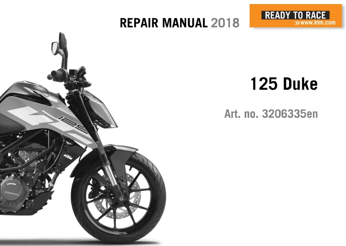 KTM 125 Duke Service Repair Manual (2018)