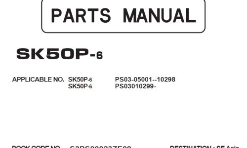 Kobelco SK50P-6 Hydraulic Excavator Parts Manual