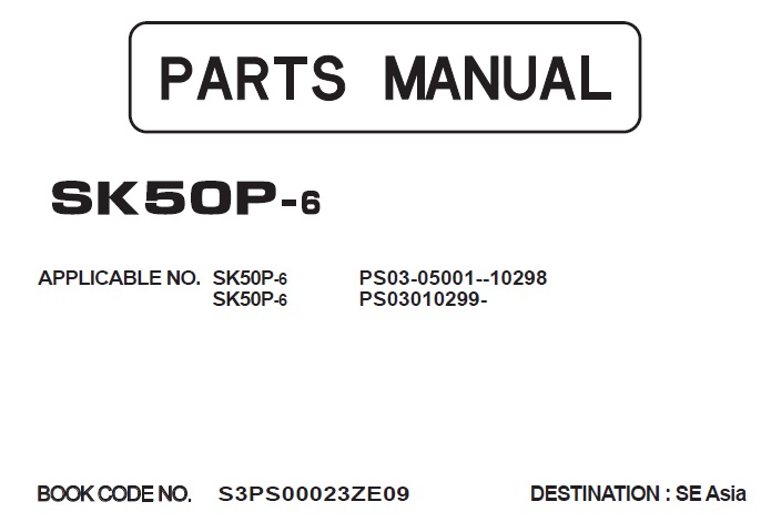 Kobelco SK50P-6 Hydraulic Excavator Parts Manual