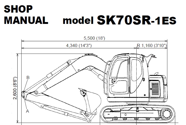Kobelco SK70SR-1ES Excavator Shop Manual (YT04-07175-)