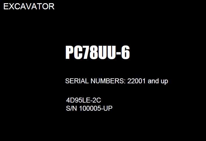 Komatsu PC78UU-6 Hydraulic Excavator Parts Manual (22001-)