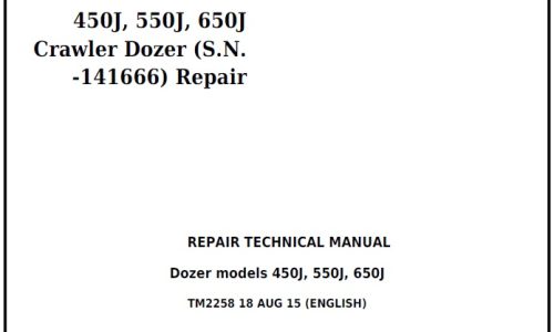 John Deere 450J, 550J, 650J Crawler Dozer (SN -141666) Repair Technical Manual (TM2258)