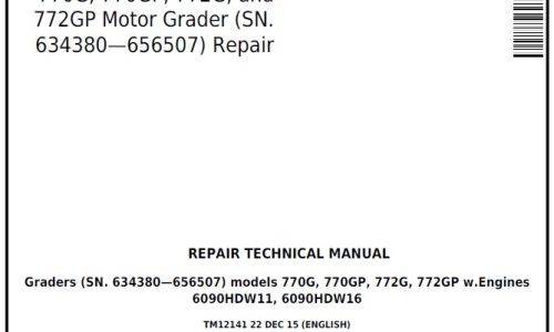John Deere 770G, 770GP, 772G and 772GP Motor Grader