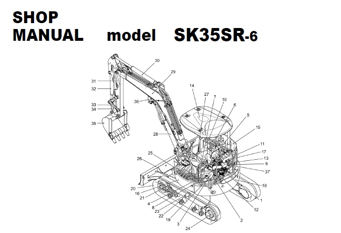 Kobelco SK35SR-6 Excavator Shop Manual (PX16-30001-)