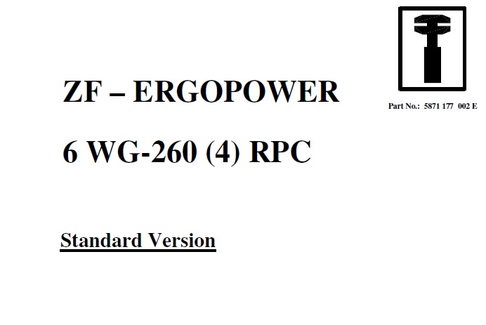 ZF 6 WG-260 (4) RPC Ergopower Transmission Repair Manual