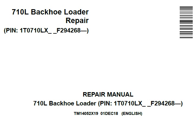 John Deere 710L Backhoe Loader Repair Technical Manual (TM14052X19)