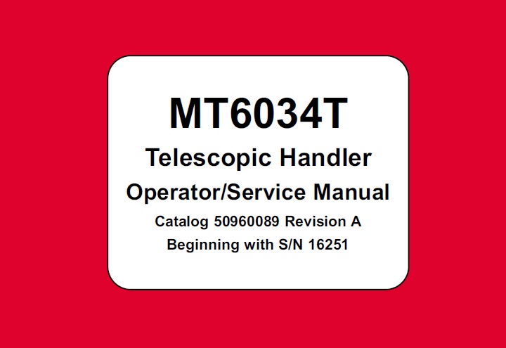 Manitou MT6034T Telescopic Handler Operators Manual