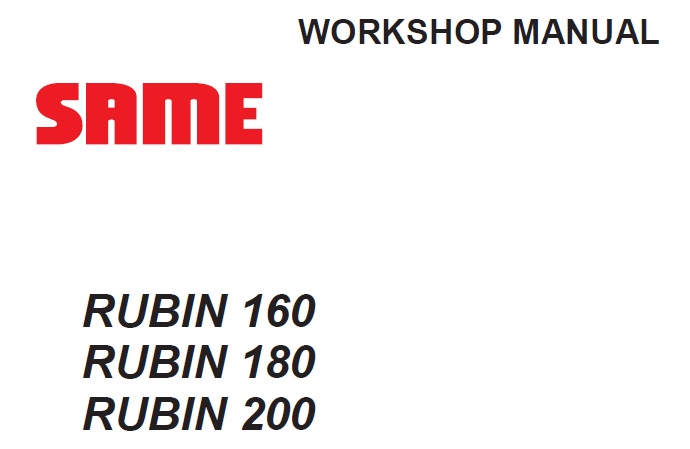 Same Rubin 160, 180, 200 Tractor Service Manual