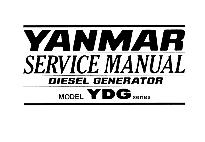 Yanmar YDG Series Diesel Generator Service Repair Manual